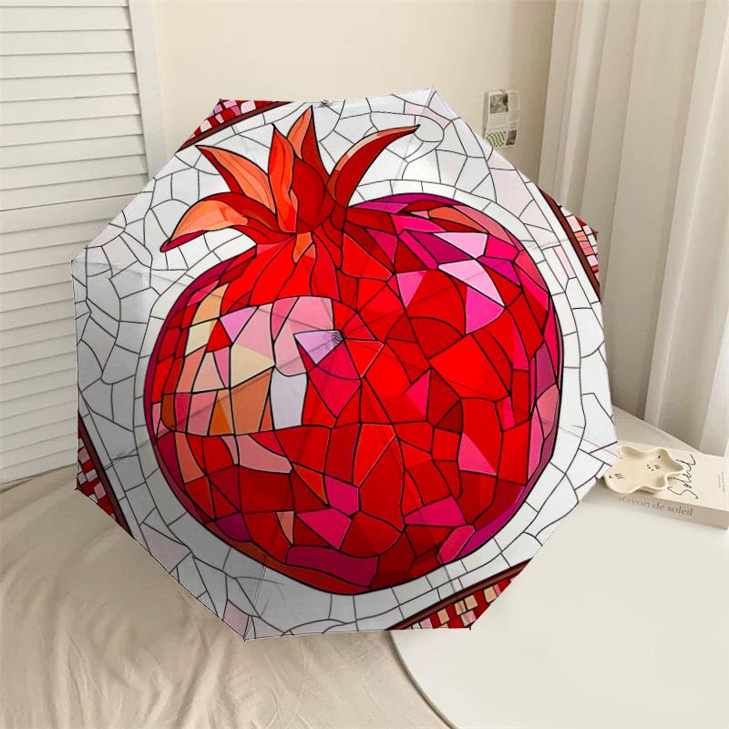 

1PC Pomegranate Stained Glass Umbrella-8-Rib Reinforced Portable Folding Travel Suitable for All Seasons Outdoor Daily Use Is an Ideal Choice -F381