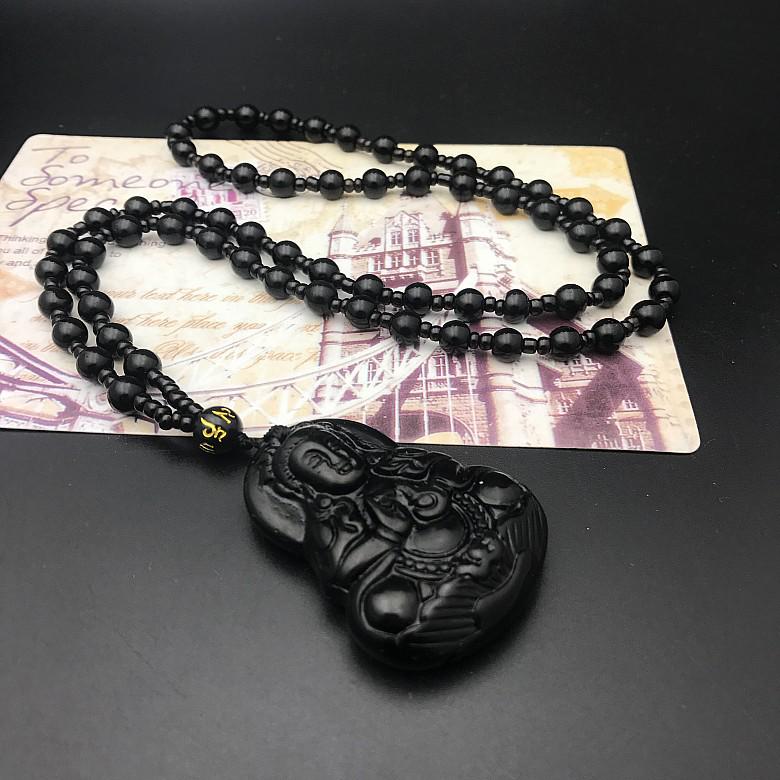 Guanyin Buddha Imitation Jade Pendant with Beaded Necklace