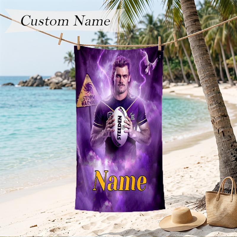 Melbourne Storm Custom Name Printed Beach Towel Personalized Soft Towel For Swimming Beach Travel