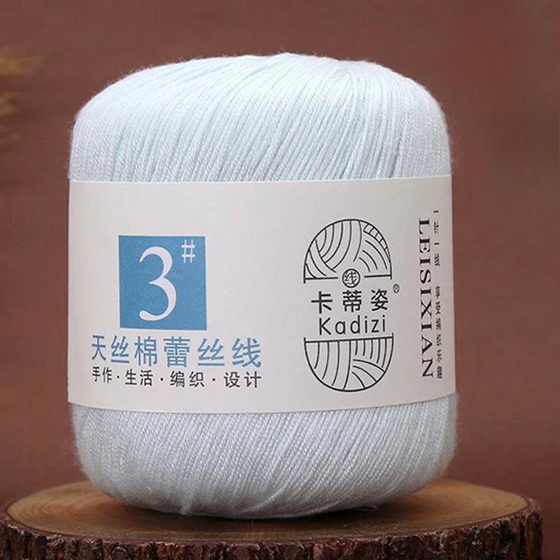1 Rotolo Filato di Pizzo Cotone Tencel per Uncinetto Estivo & Lavori a Maglia Fai-da-Te - No. 3