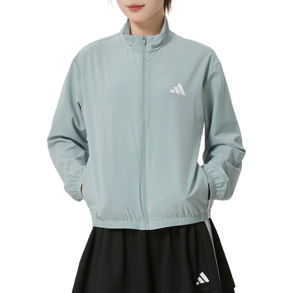Adidas Windproof Sweat-Wicking Quick-Dry Loose Three-Stripe Zip-Up Hooded Long Sleeve Running Jacket Women jackets KC5489