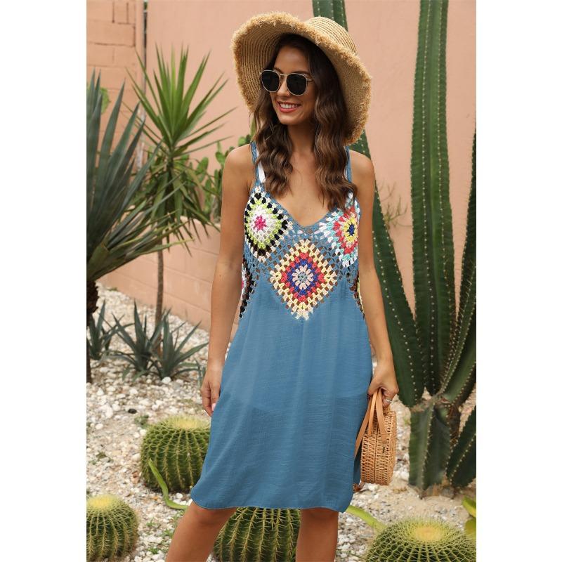 Dámská móda Léto Jaro Geometrický potisk Bez rukávů Výstřih do V Ležérní šaty