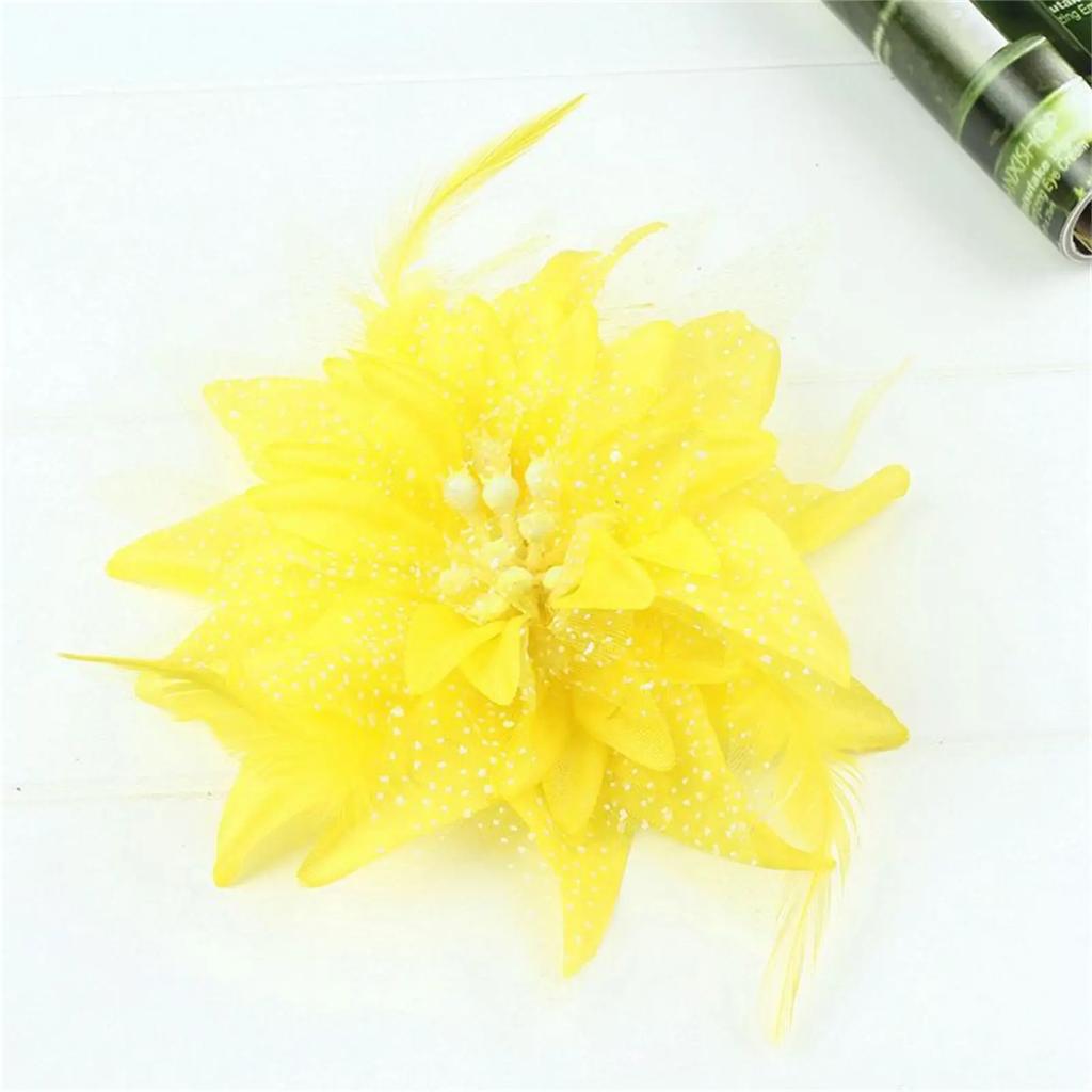 Women's Fashion Flower Feather Bead Corsage Hair Clip Bridal Hairband Brooch Pin Brida Barrettes Hair Mesh Accessories Jewelry