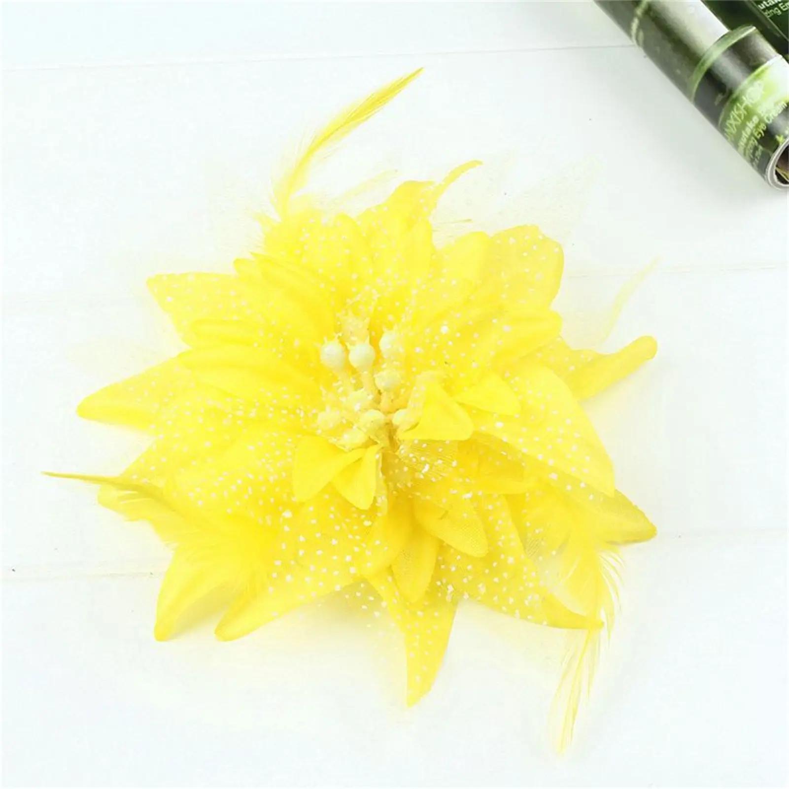 

Women s Fashion Flower Feather Bead Corsage Hair Clip Bridal Hairband Brooch Pin Brida Barrettes Hair Mesh Accessories Jewelry