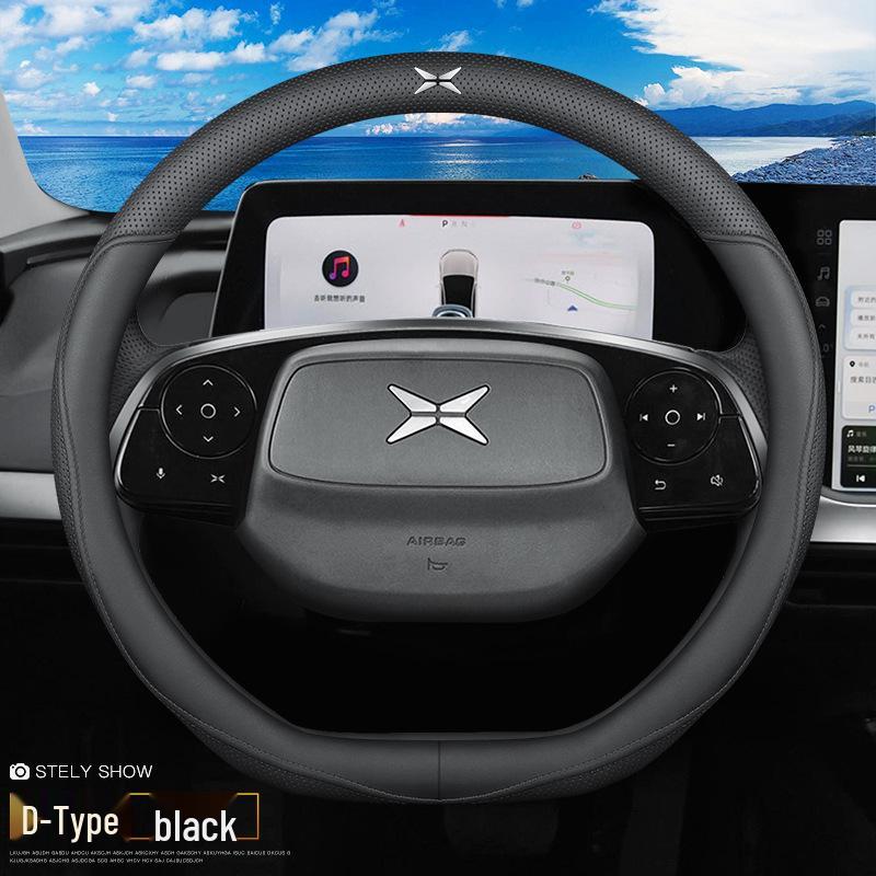 Genuine Leather Steering Wheel Cover for 2021 XPeng P7/G3/P5, Ultra-Thin, All-Season.