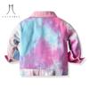 Korean-style Multi-color Tie-dye Short Denim Clothing New Children Lassel Long-sleeved Denim Jacket