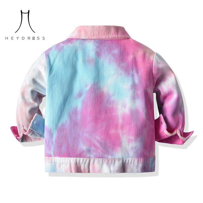 Korean-style Multi-color Tie-dye Short Denim Clothing New Children Lassel Long-sleeved Denim Jacket