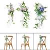 Chair Back Flower Rose Floral with Leaves and Ribbons for Ceremony Backdrop Decor