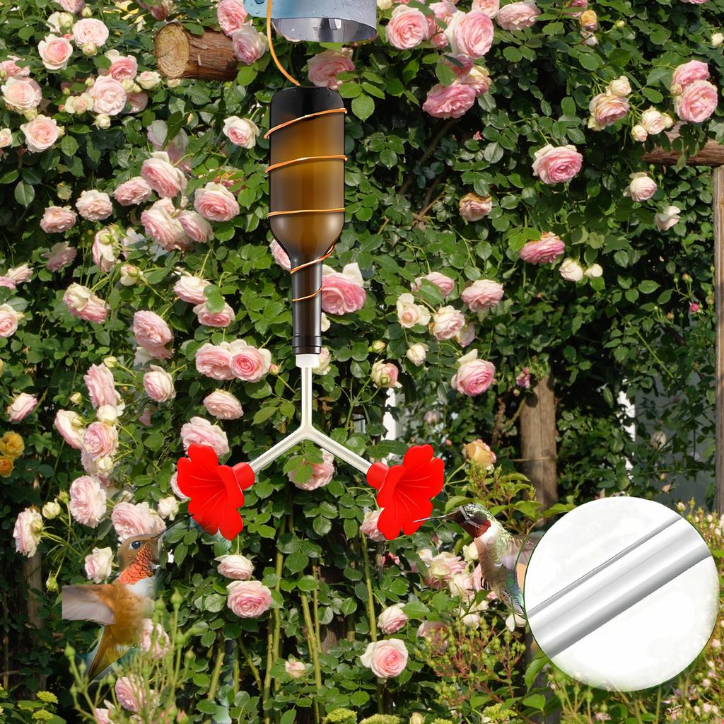 Packung mit 3 Y-förmigen Kolibrifutterspendern, Kunststoff-Blumenfutterauslass für den Außengarten, Vogeltränke, zieht Wildvögel an