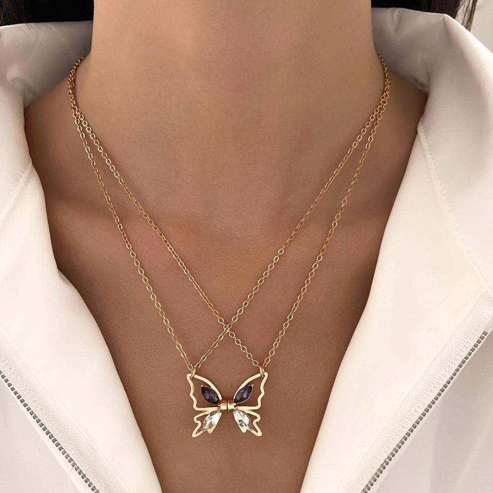Heart Pendant Best Friend Necklace Ins Butterfly Bracelet Set Butterfly Magnetic Necklace  Gift