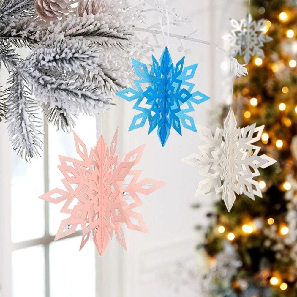 6Pcs/Set Hollow Christmas 3D Paper Snowflake Pendant Three-dimensional Christmas Decorations  Gifts