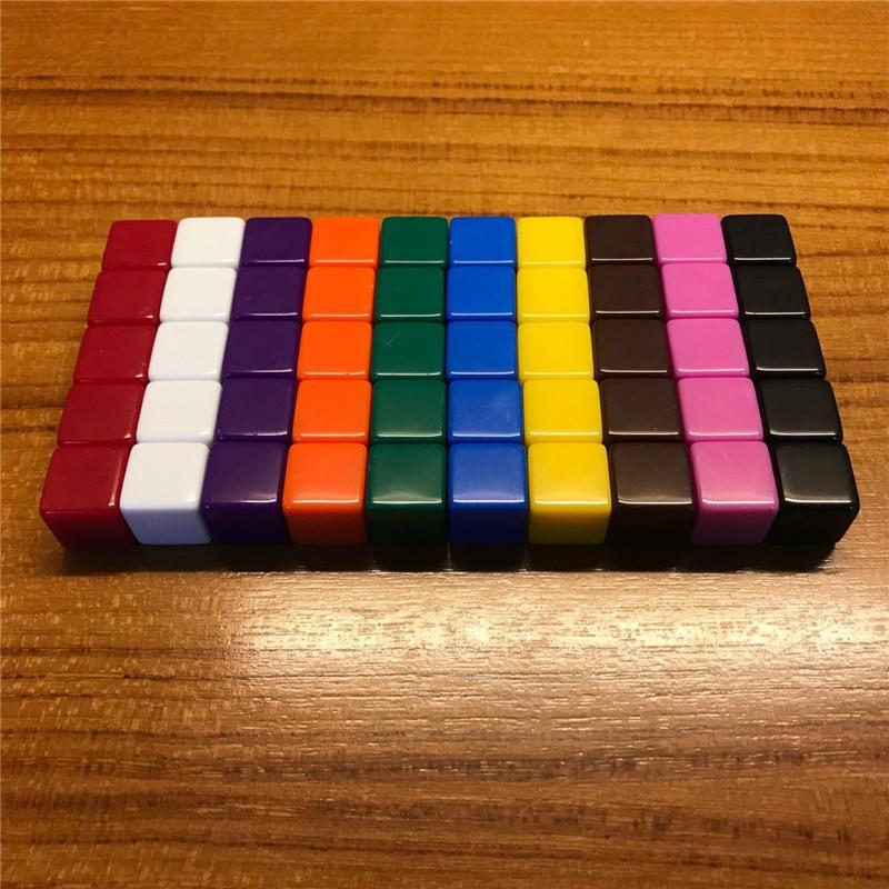 10 Stück 16mm Leere Würfel KTV Würfel Lackfrei Schlicht Gravierbar DIY Poker Würfel Brettspiel Lernwürfel 10 Farben