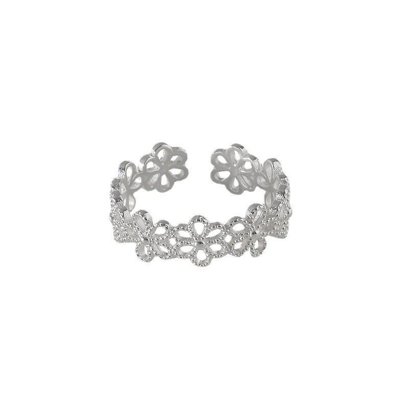 Korean Sweet Floral Open Adjustable Ring for Women - Elegant & Trendy