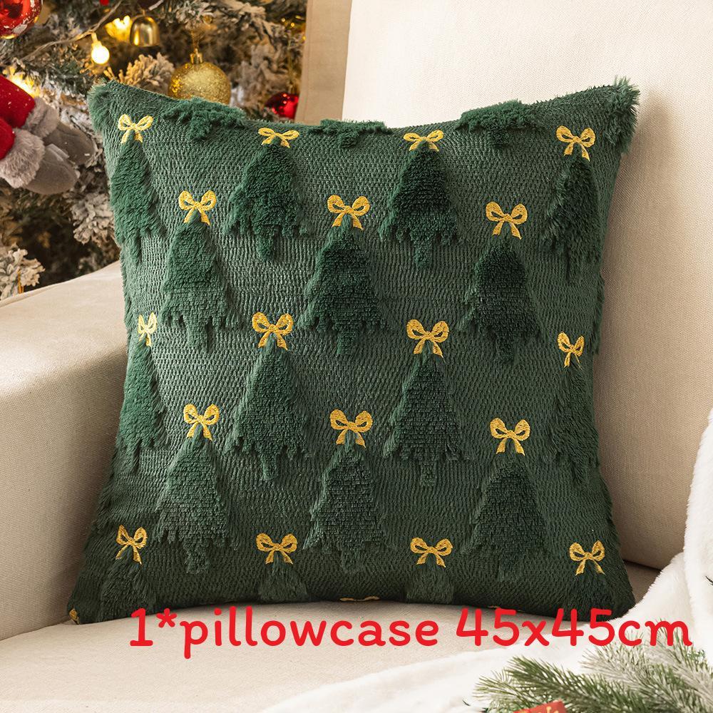 Christmas Plush Pillow Cover With Geometric Snowflake Design For Home Decor And Gift