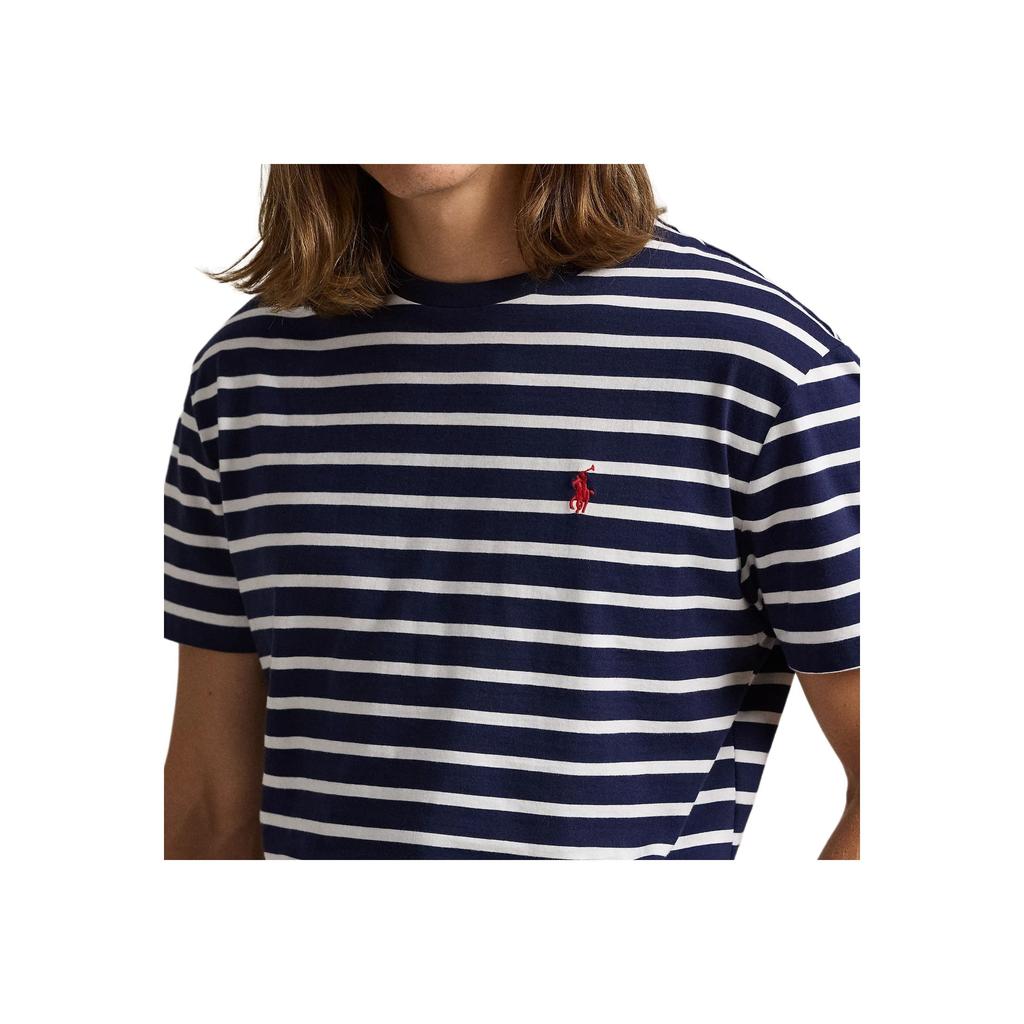Polo Ralph Lauren Logo Embroidered Striped Crew Neck Short Sleeve T-Shirt Men Tops Blue 710934662-012