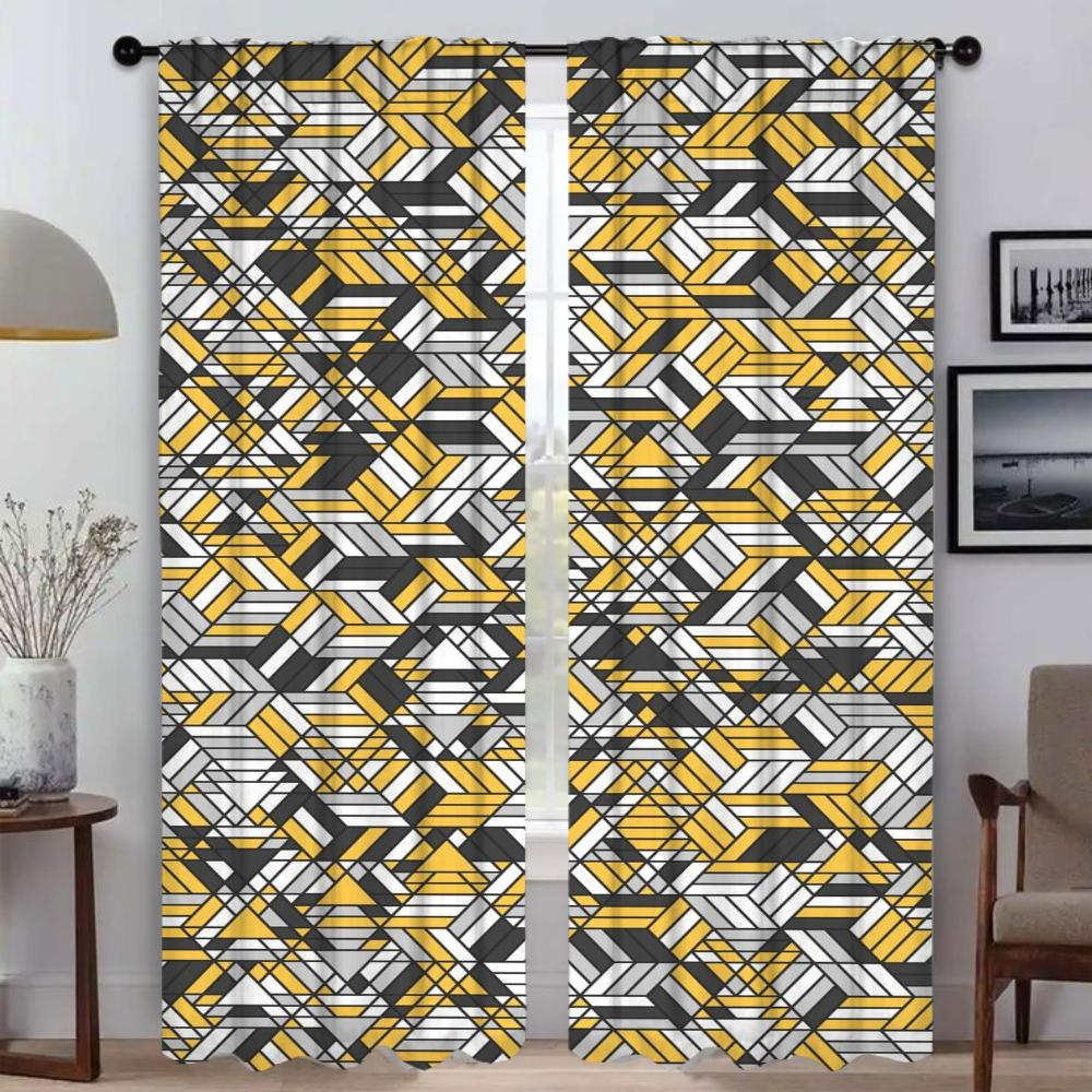 Elegant Room Curtains for Living Room Painted Design Halloween Decoration Tulle for Bedroom Window Curtain Curtains 2 Pieces