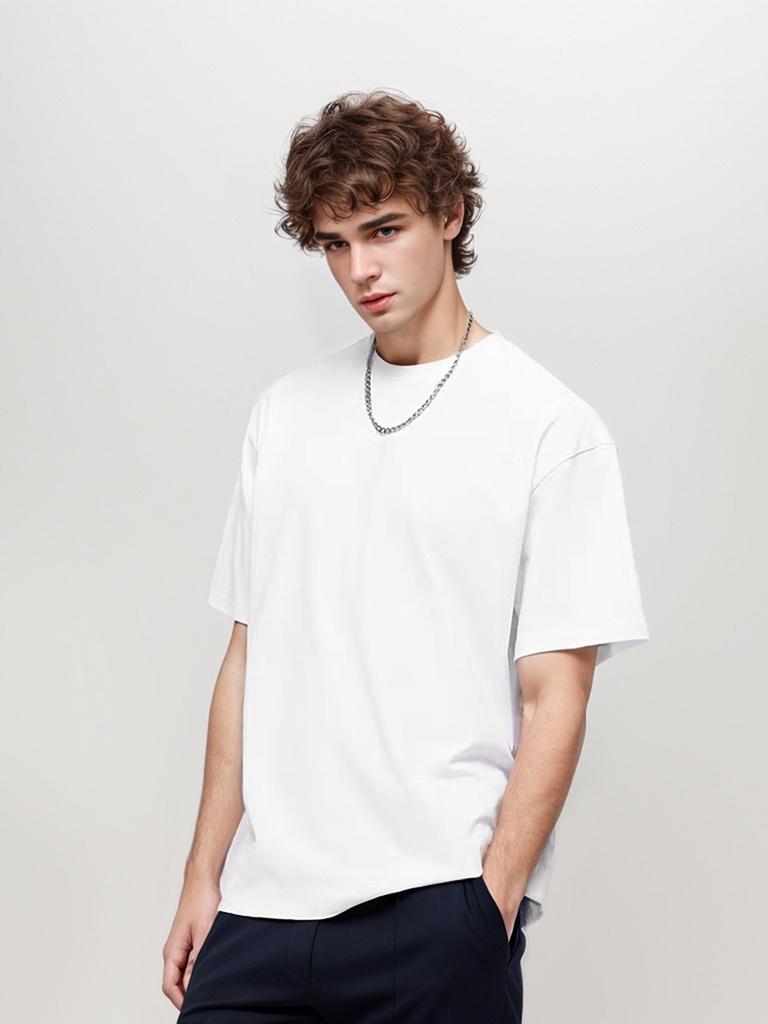 280 Grams Heavy T-shirt 9.9oz High Qualtity Oversized for Men Short Sleeve Tee Cotton Solid Color Trend Leisure