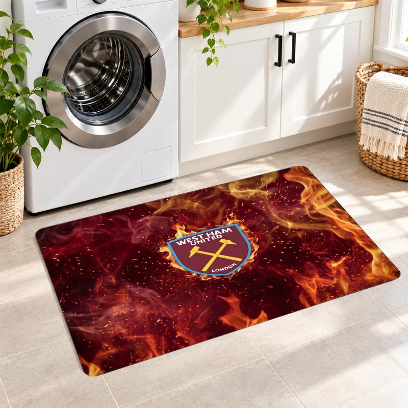 Flannel Kitchen Mat West Ham United Football Soft Area Rug Non Slip Floor Carpet Home Decoration