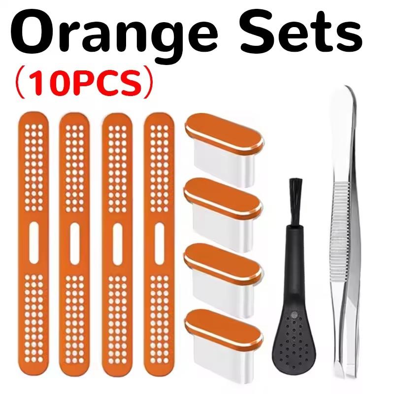10Pcs/set Phone Speaker Charge Port Anti-dust Mesh Net with Metal Dustplugs For iPhone 17 Pro Max 17Air Phone Cleaner Tool Kit