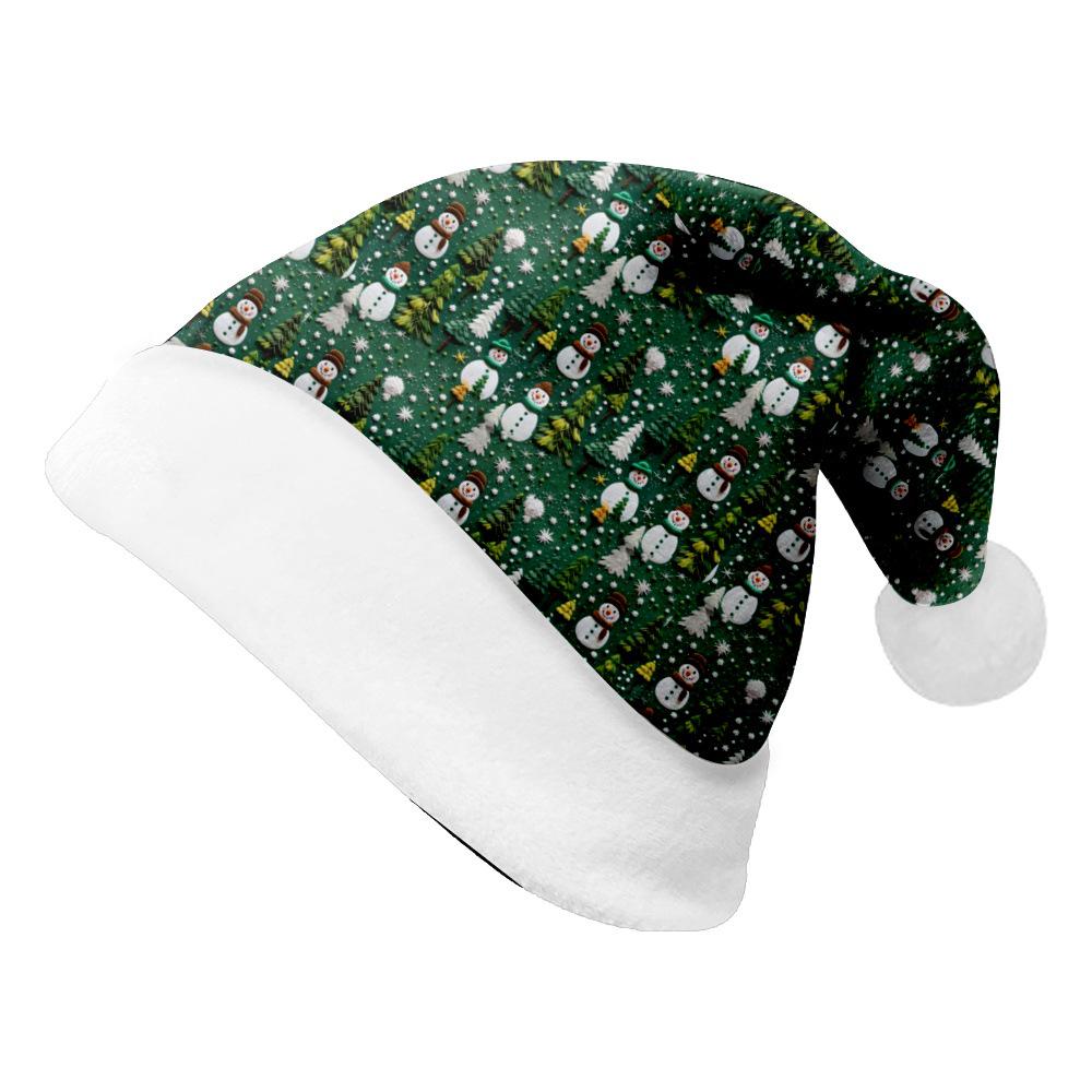 2024 Dwustronny Pluszowy Płatek Śniegu Bałwan Czapka Świąteczna Ornament