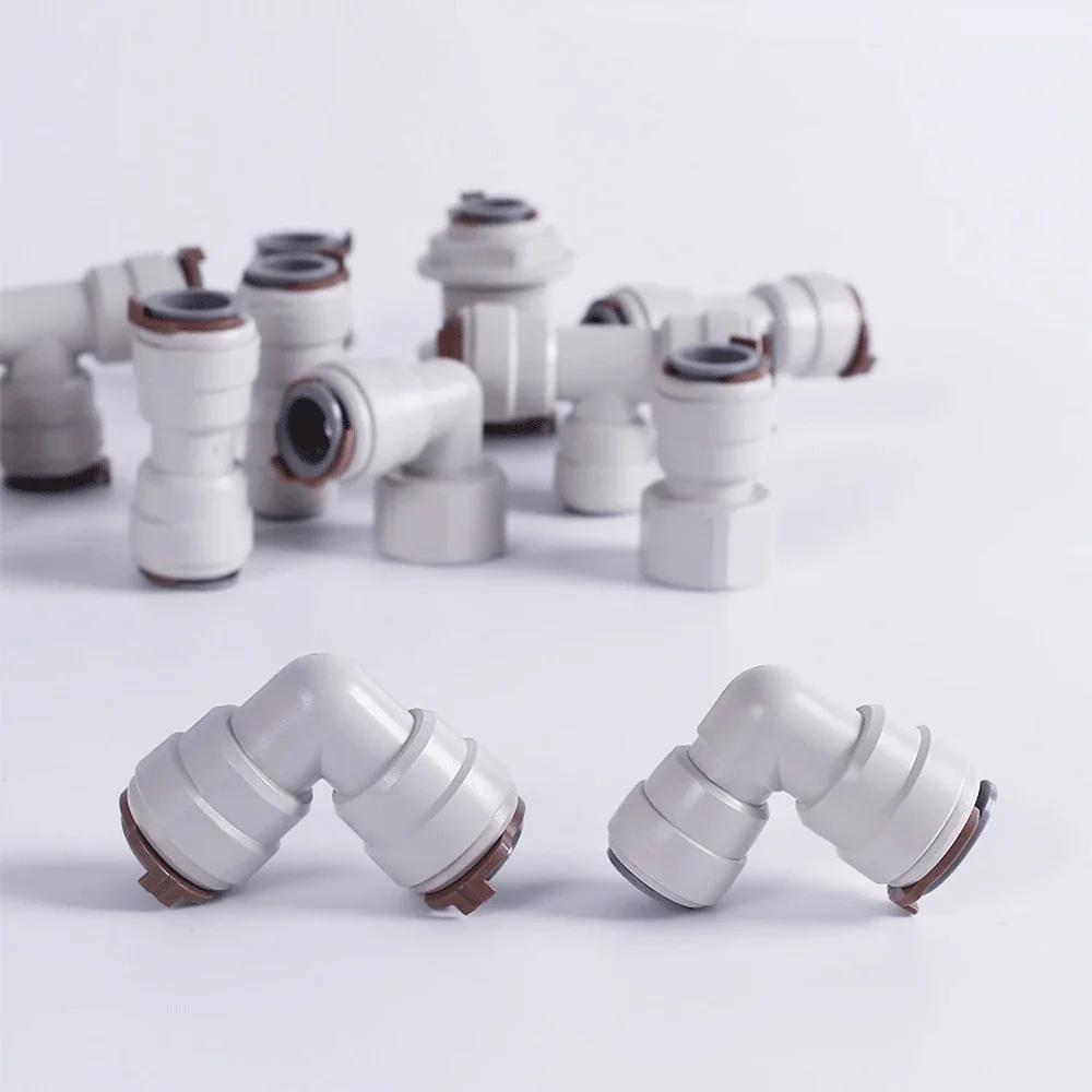 Ajuste 3/8" 1/2" DE X 3/8" Tubo Cotovelo Reto T Conector Rápido de Encaixe POM para Aquário Sistema de Osmose Reversa Filtro de Água RO