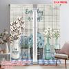 2pcs 2D Flat Printing Scene Curtains Hummingbird Floral Gift Home Polyester Without Electricity Party Decorations for Holiday