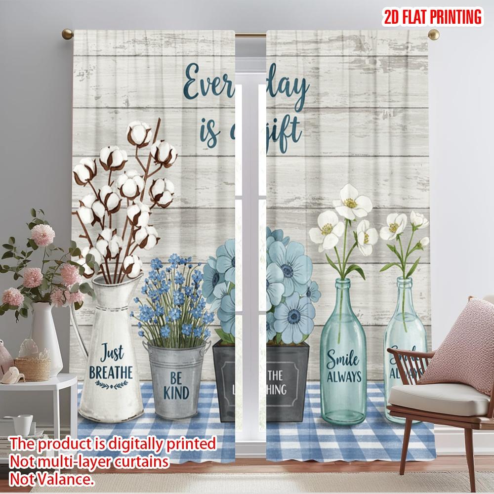 

2pcs 2D flat printing Scene Curtains Hummingbird Floral Gift Home Polyester Without Electricity Party Decorations for Holiday 52.50×116.00 CM 2pcs