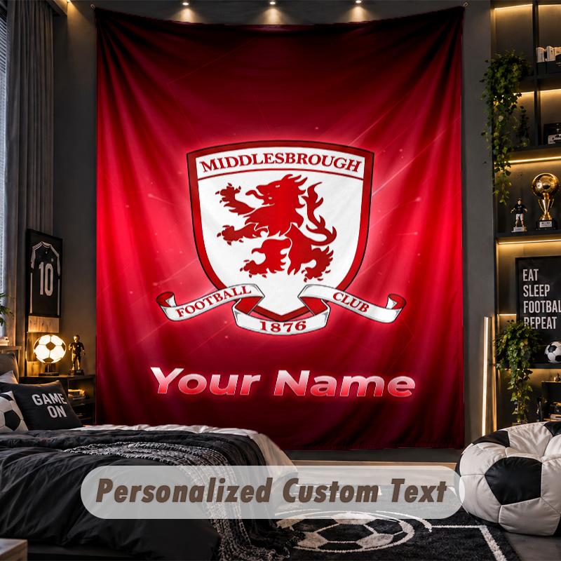 TapestryMiddlesbrough FC Custom Name Text Personalized Wall Hanging Tapestry Home Wall Decor