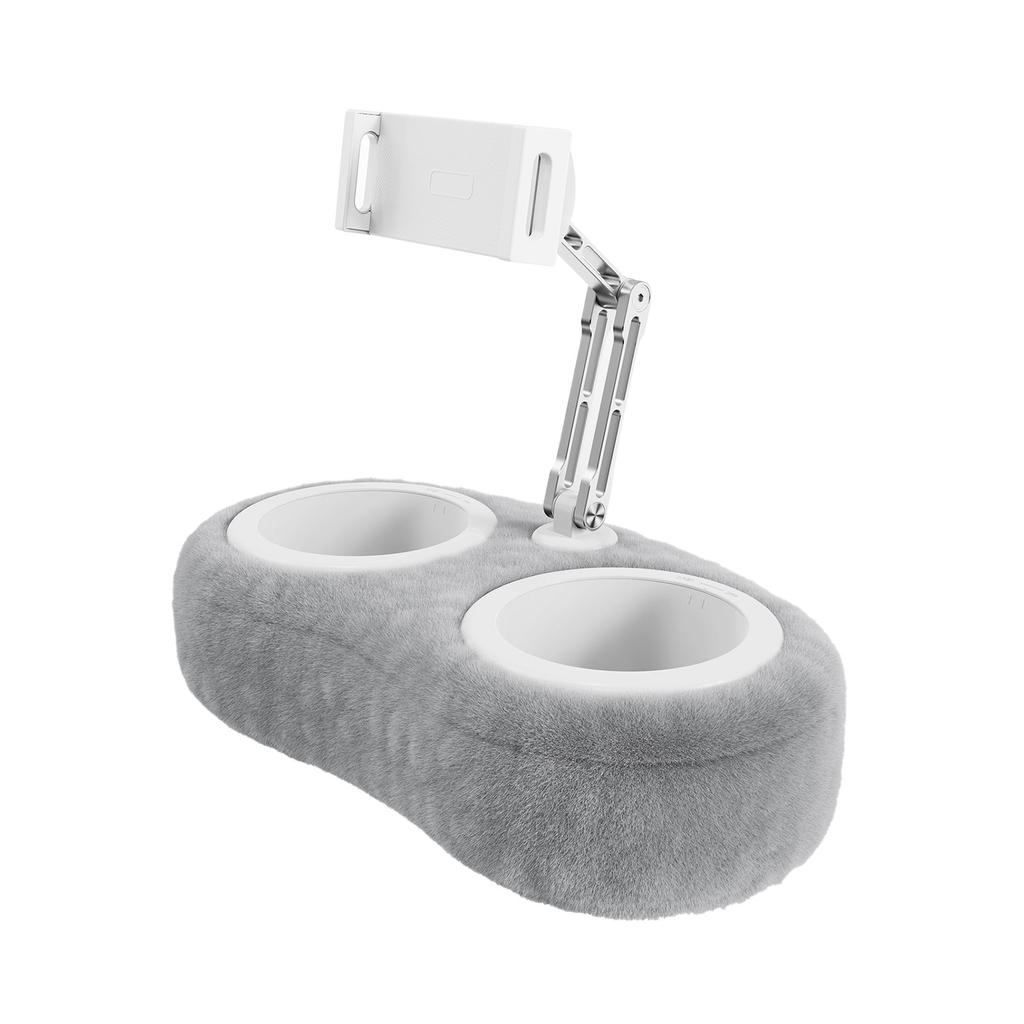 Lap Tablet Pillow Stand,Adjustable Aluminum Arm Holder With Snack Bowls,360° Rotating Clip For 4.7-13 Kindle,Phone,Tablet