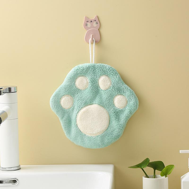 Hand Towel Can Be Hung Up Cat Footprints Cartoon Animal Hand Towel Cleaning Tables Washing Dishes Adult Hand Towels Quick Drying Towel