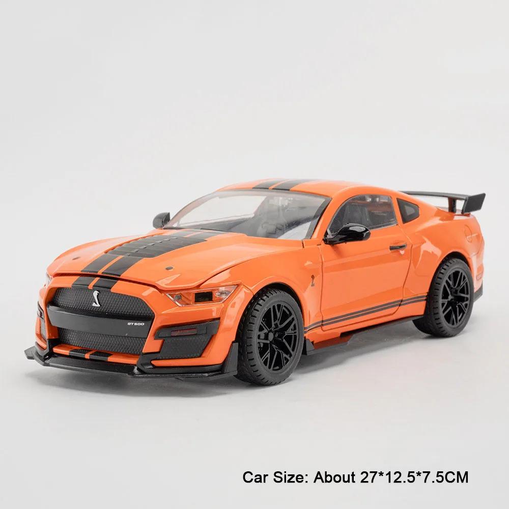 1:18 Mustang Gt500 Accord Alloy Cars Diecast Models Toys 4 Doors Opened With Sound Light Pull Back Vehices Kids Birthday Present