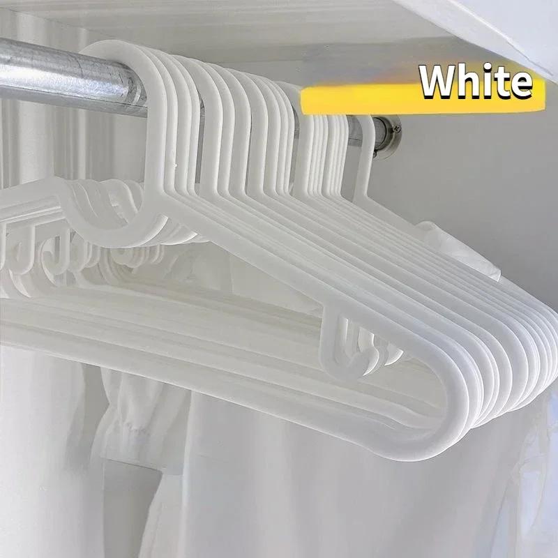 

Пластиковые вешалки для одежды, вешалка для шкафа, легкие, экономящие место, вешалки для белья, прочная черная вешалка для пальто с крючком для дома и общежития 10pcs белый