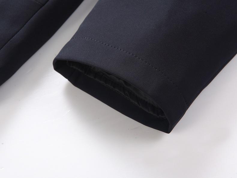 Men's Mid-Length Winter Lapel Down Jacket with Detachable Liner - Warm, Thick, Business Casual Style.