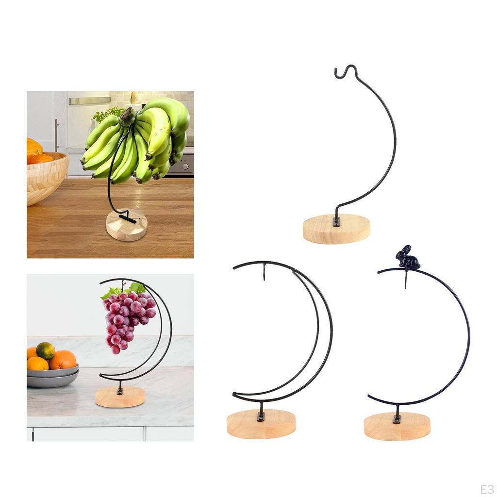 Banana Hanger with Wooden Base for The Kitchen Counter