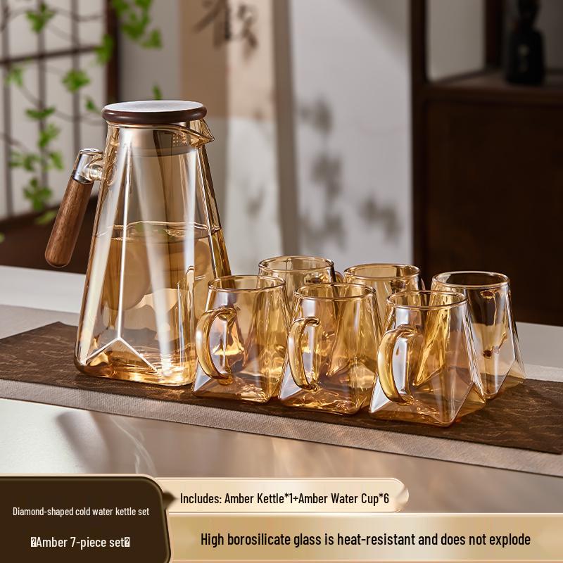 Yagang High-Temperature Resistant Glass Kettle Set for Tea, Living Room Cold Water Kettle Cup Set