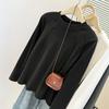 Women's Loose Fit Thermal Fleece T-Shirt - Solid Color, Round Neck, Long Sleeve, Korean Style for Autumn and Winter