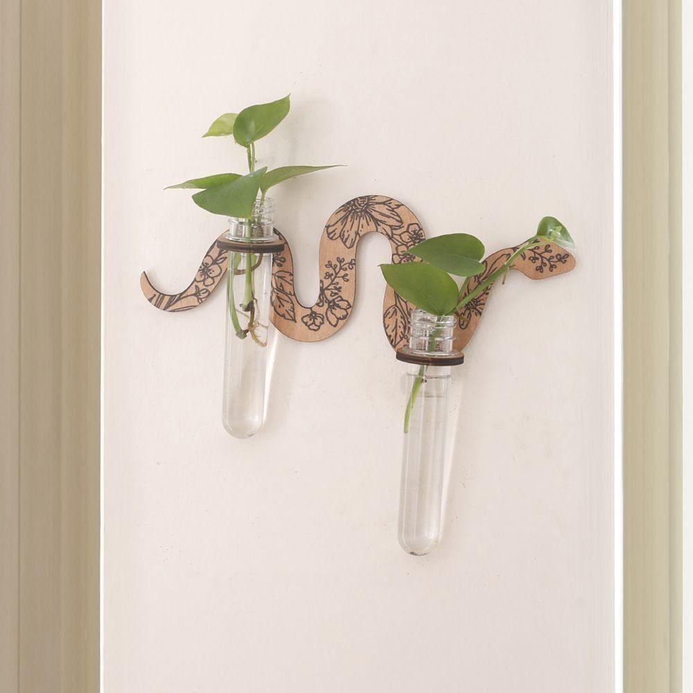 Uniqe Snake Wall Planters With Pipes Wall Hanging Holder Simple Wooden Plant Pot  Balcony