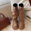 Popular retro Maillard heightened platform boots women's 2025 new summer but knee-thin knight boots