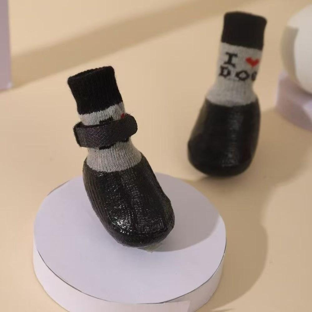 4 pieces/set Warm Pet Socks Booties Anti-Slip Pet Paw Protector Puppy Boots Dog Knit Socks  Outdoor