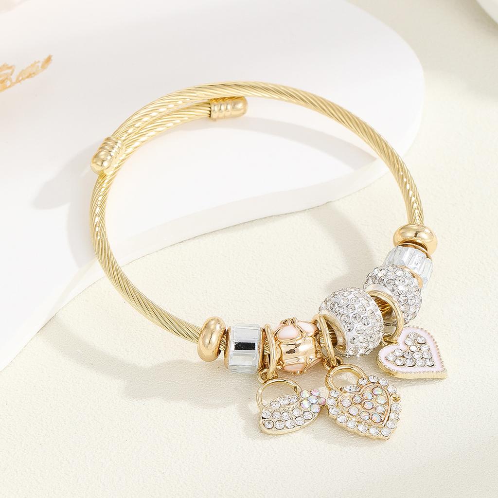 DIY Gold Stainless Steel Bracelet Exquisite Oil Drip Pendant Alloy Adjustable Couple Bracelet