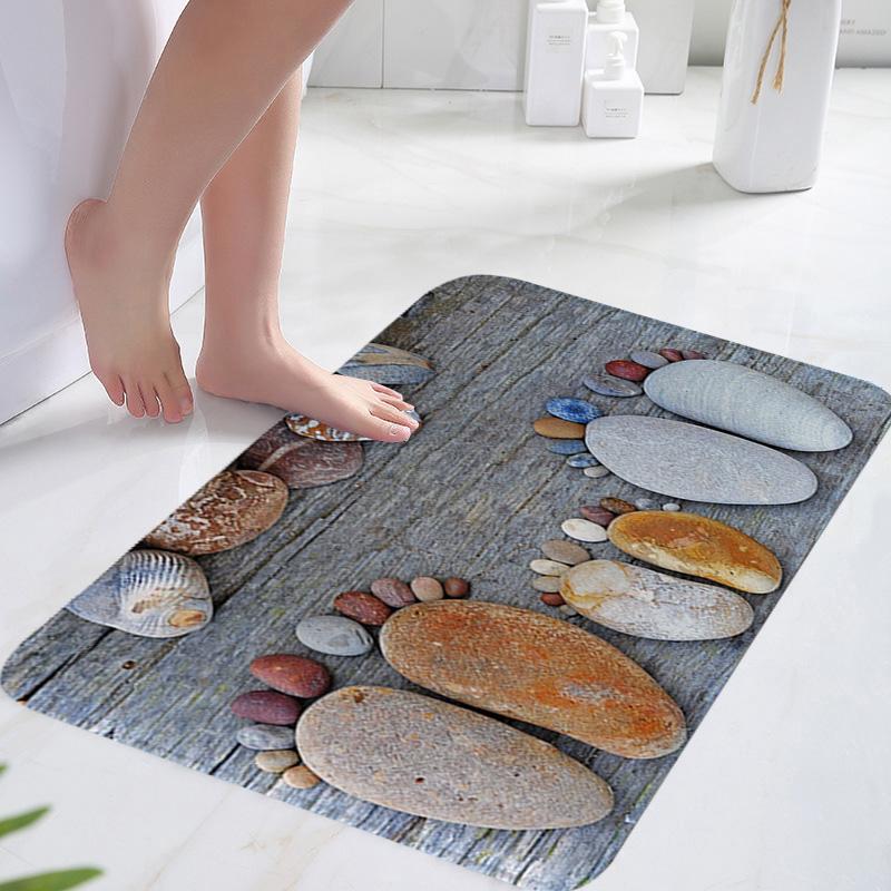 60*90CM Covor Colorat pentru Baie Bucătărie Covoraș de Hol Anti-Alunecare Absorb Apă Covoraș Bucătărie Baie Model Pietre de Pavaj Covor de Podea