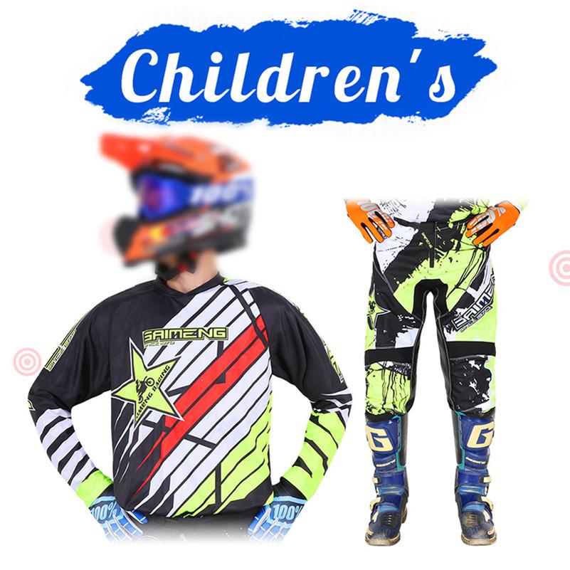 Motocross Gear Set for Kids Youth Jersey Pant Kits Child Green Motorcycle Black 3 4 5 6 7 8 9 10 Year Off-road Suit Blue Orange Enduro Cross Boy Girl