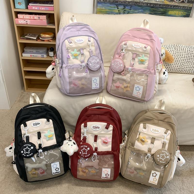 Schultasche College-Stil Schultasche Mädchen Mittelschule Koreanische Version Niedlicher Reiserucksack Einfach Große Kapazität High-School-Schülerrucksack