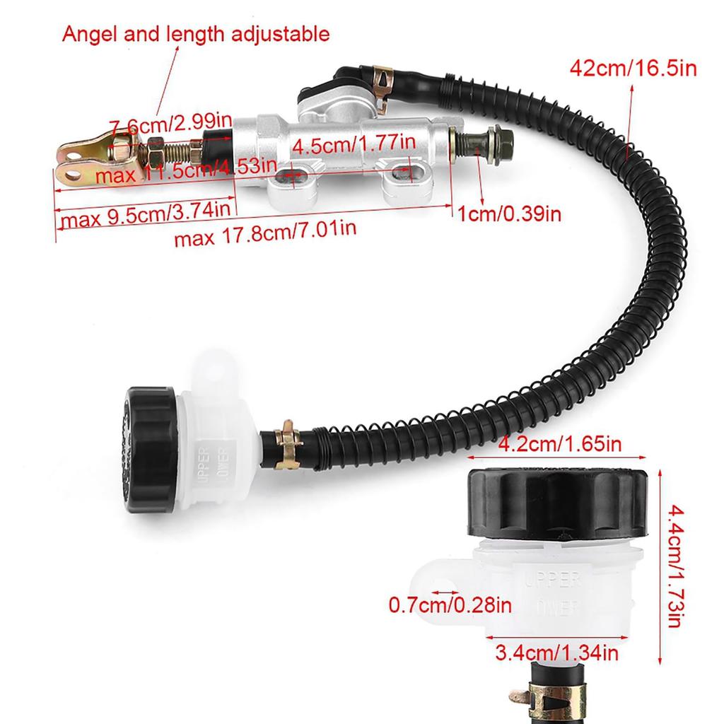 Qiilu Motocyklová zadní nožní brzdová pumpa Hydraulický hlavní válec Hliníková slitina Bezpečná jízda Brzda