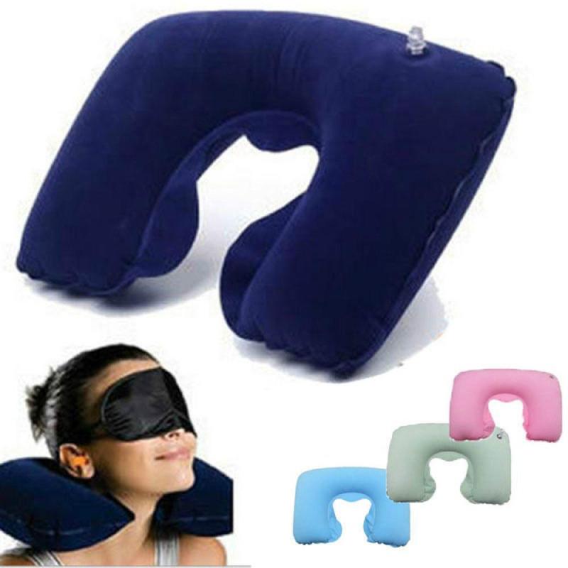U Pillow Inflatable Comfortable Outdoor Portable Travel Neck Guard Flocking