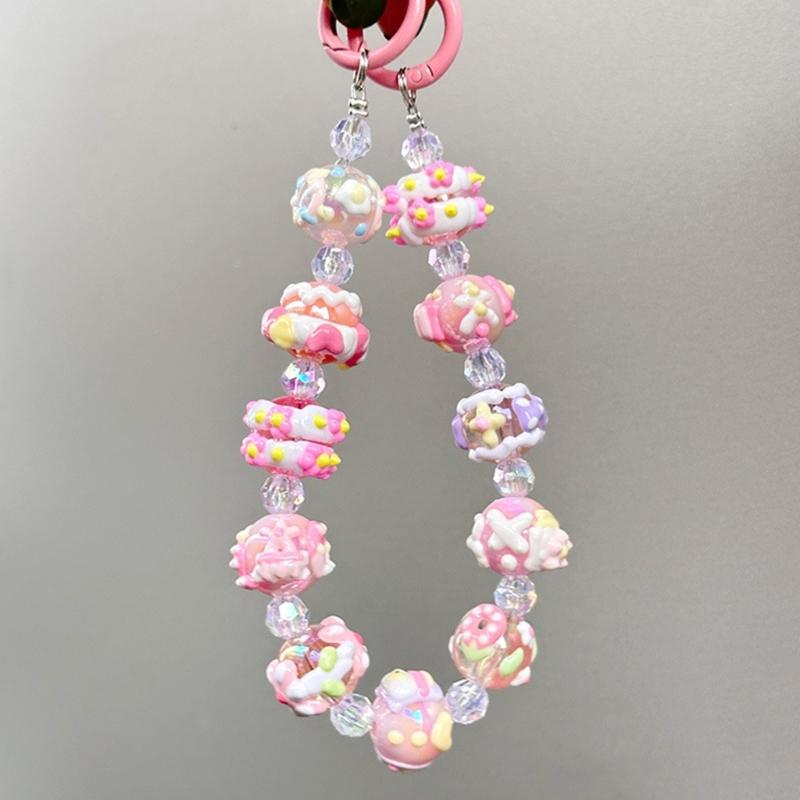 Eleganter handgefertigter Perlen-Schlüsselanhänger-Anhänger Handy-Kettenriemen Mode Handyseil Damen Telefon-Lanyard Schmuck