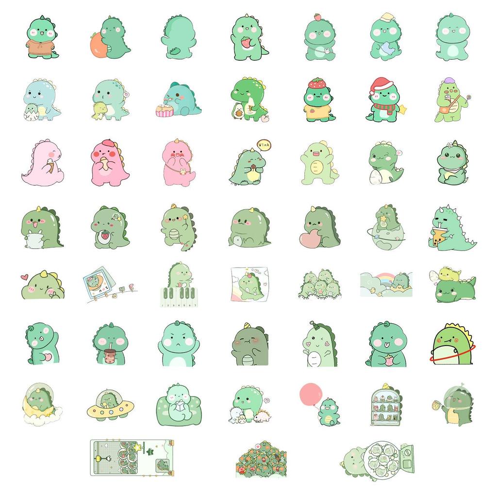 50PCS Cute Cartoon Dinosaur Waterproof Stickers for Car, Phone, Water Cup, and Journal Decoration