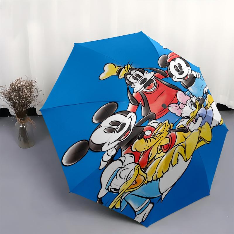Mickey Mouse,Disney Themed Automatic Opening and Closing Folding Umbrella, Reinforced 8 Ribs, Compact Travel Design, Fashionable Folding Umb