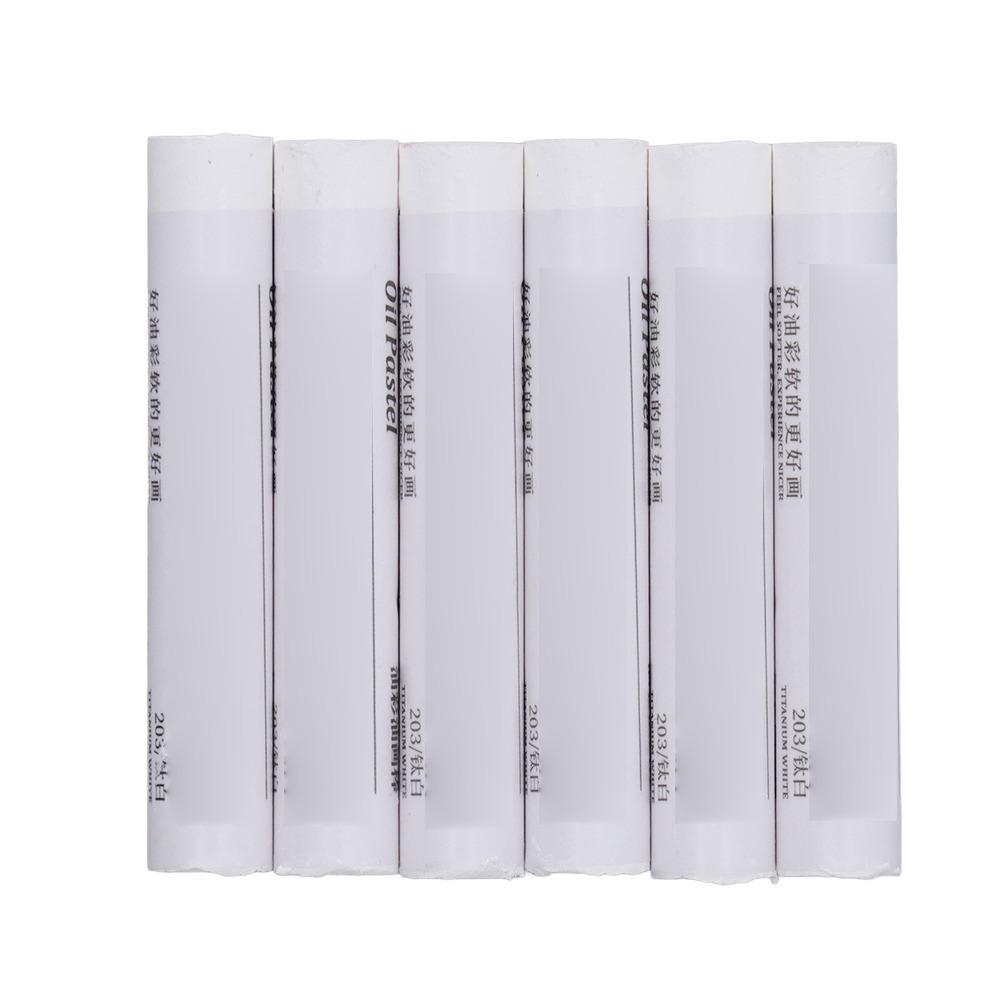 6PCS pure white shade White Oil Pastels soft smooth texture Safe Kids Painting Crayons Art practice White Oil Pastels