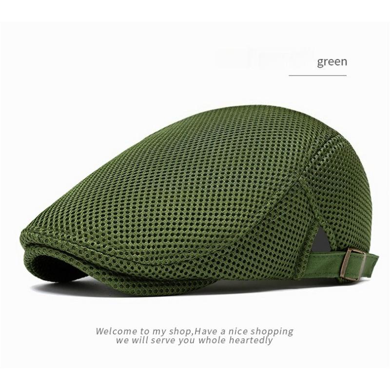 

1Pc Men Mesh Newsboy Caps British Painters Berets Hats Spring Summer Ventilate Adjustable Flat Cap,Universal Outdoor Sports Caps One Size